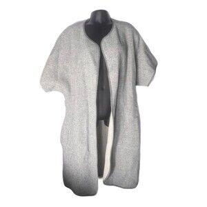 GRAYDN Sweater Coat Waffled Wool Blend Gray M Pockets Loops MADE IN USA